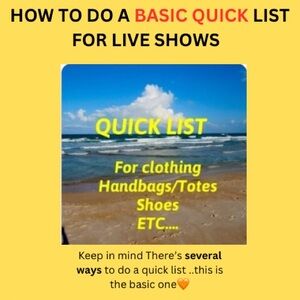 BASIC QUICK LISTING Help with Quick List for unlisted items